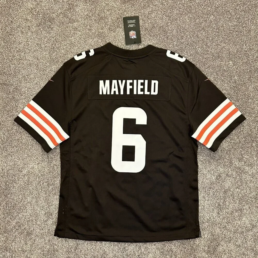 NWT $85 Nike Cleveland Browns NFL Baker Mayfield #6 Football Jersey Youth Size L